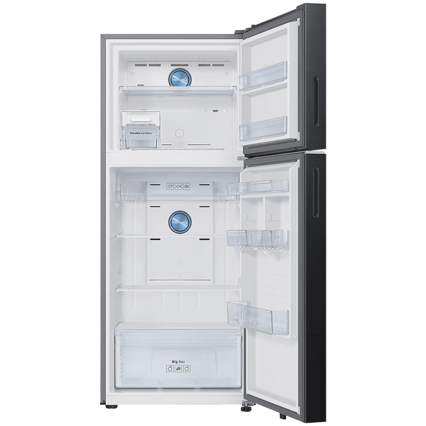 SAMSUNG 396 Litres 2 Star Frost Free Double Door Smart Wifi Enabled Refrigerator with Digital Inverter Compressor (RT41DB6A4B22HL, Black Glass)