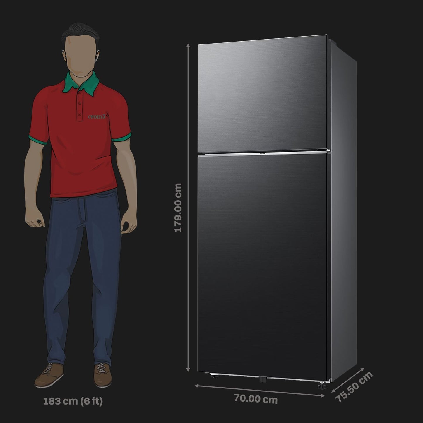 SAMSUNG 419 Litres 3 Star Frost Free Double Door Smart Wifi Enabled Refrigerator with Digital Inverter Compressor (RT45DG6A4DBXHL, Luxe Black)