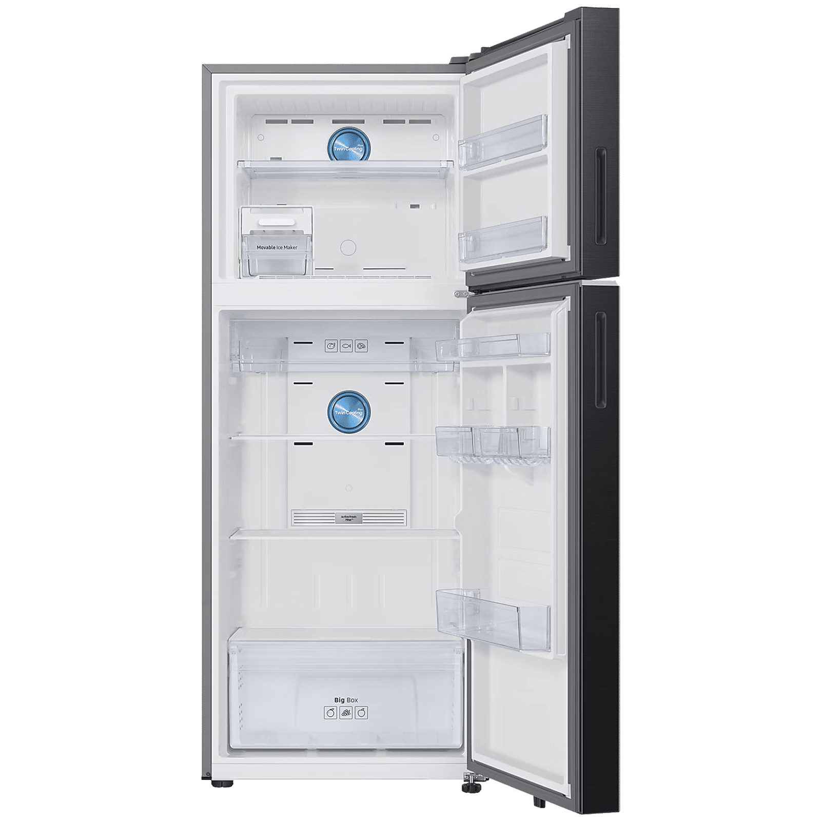 SAMSUNG 419 Litres 3 Star Frost Free Double Door Smart Wifi Enabled Refrigerator with Digital Inverter Compressor (RT45DG6A4DBXHL, Luxe Black)