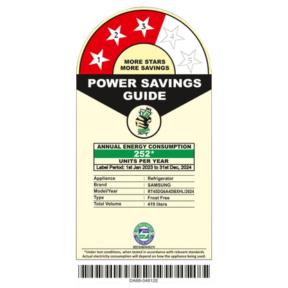 SAMSUNG 419 Litres 3 Star Frost Free Double Door Smart Wifi Enabled Refrigerator with Digital Inverter Compressor (RT45DG6A4DBXHL, Luxe Black)