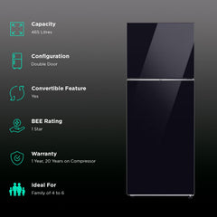 SAMSUNG 465 Litres 1 Star Frost Free Double Door Smart Wifi Enabled Refrigerator with AI Energy Mode (RT51DB682A22TL, Black Glass)