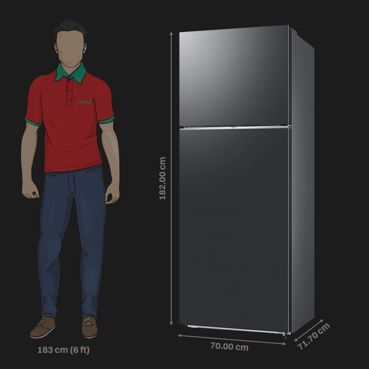 SAMSUNG 465 Litres 2 Star Frost Free Double Door Smart Wifi Enabled Refrigerator with AI Energy Mode (RT51DG682BB1TL, Black Matt)