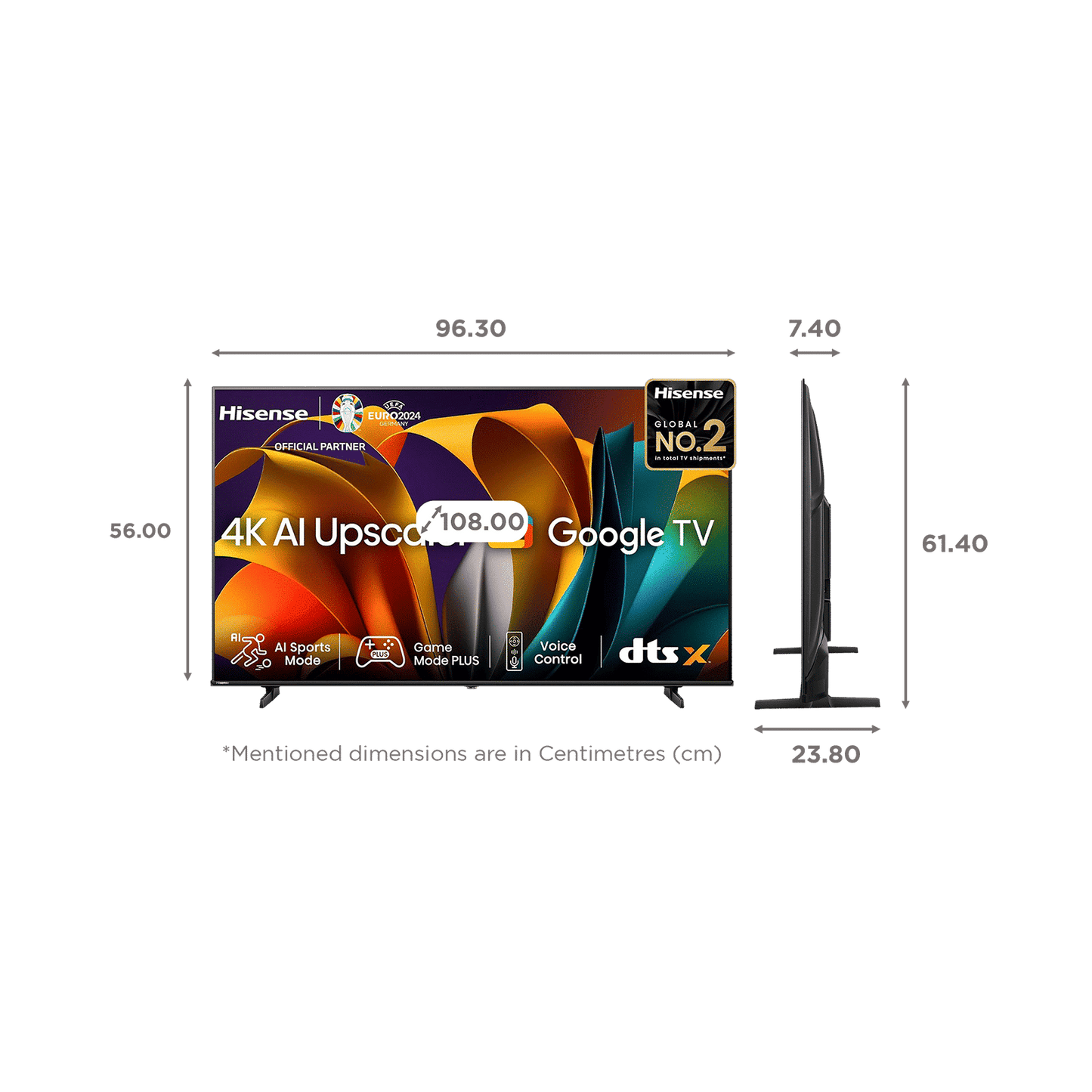 Hisense E6N 109.22 cm (43 inch) 4K Ultra HD LED Google TV with Dolby Digital (2024 model)