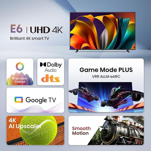 Hisense E6N 109.22 cm (43 inch) 4K Ultra HD LED Google TV with Dolby Digital (2024 model)