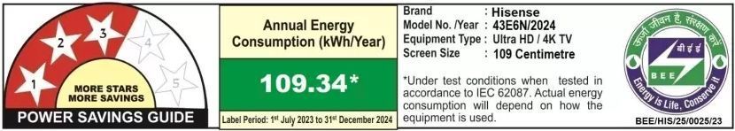 Hisense E6N 109.22 cm (43 inch) 4K Ultra HD LED Google TV with Dolby Digital (2024 model)