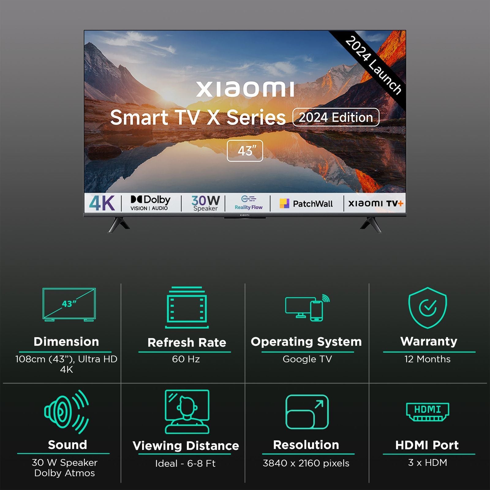 Xiaomi X Series 109.22 cm (43 inch) 4K Ultra HD LED Google TV with Vivid Picture Engine