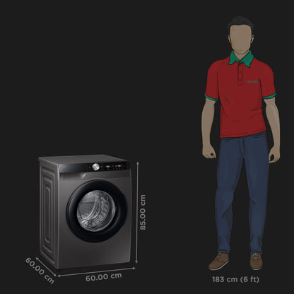 SAMSUNG 12 kg 5 Star Wi-Fi Inverter Fully Automatic Front Load Washing Machine (WW12DG6B24AXTL, AI Control, Inox)