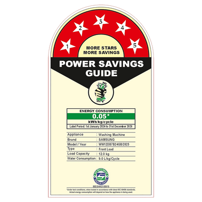 SAMSUNG 12 kg 5 Star Wi-Fi Inverter Fully Automatic Front Load Washing Machine (WW12DB7B24GBTL, AI Control, Black)