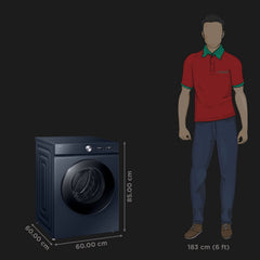 SAMSUNG 12 kg 5 Star Wi-Fi Inverter Fully Automatic Front Load Washing Machine (WW12DB8B54GSTL, AI Control, Navy)