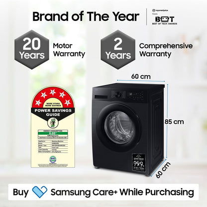 SAMSUNG 12 kg 5 Star Wi-Fi Inverter Fully Automatic Front Load Washing Machine (WW12DG6B24ABTL, AI Control, Black)