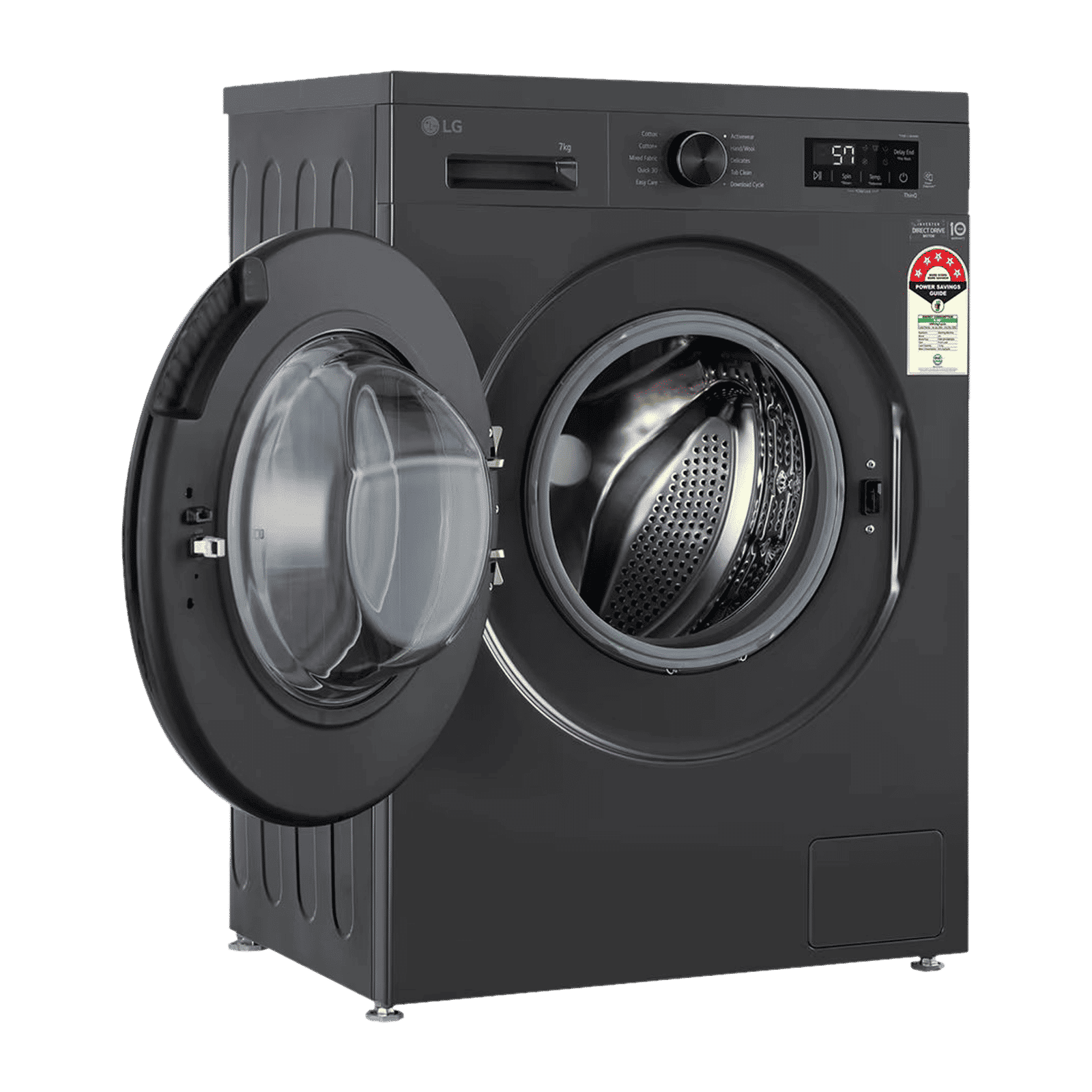 LG 7 kg 5 Star Wi-Fi Inverter Fully Automatic Front Load Washing Machine (FHB1207Z4M, Auto Restart, Middle Black)