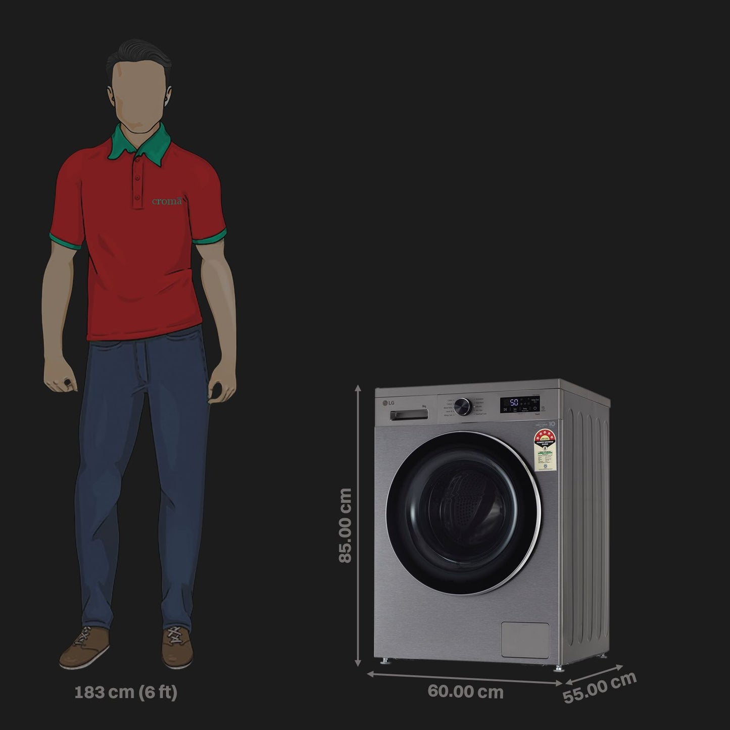 LG 8 kg 5 Star Wi-Fi Inverter Fully Automatic Front Load Washing Machine (FHB1208Z4P, Smart Diagnosis, Platinum Silver)