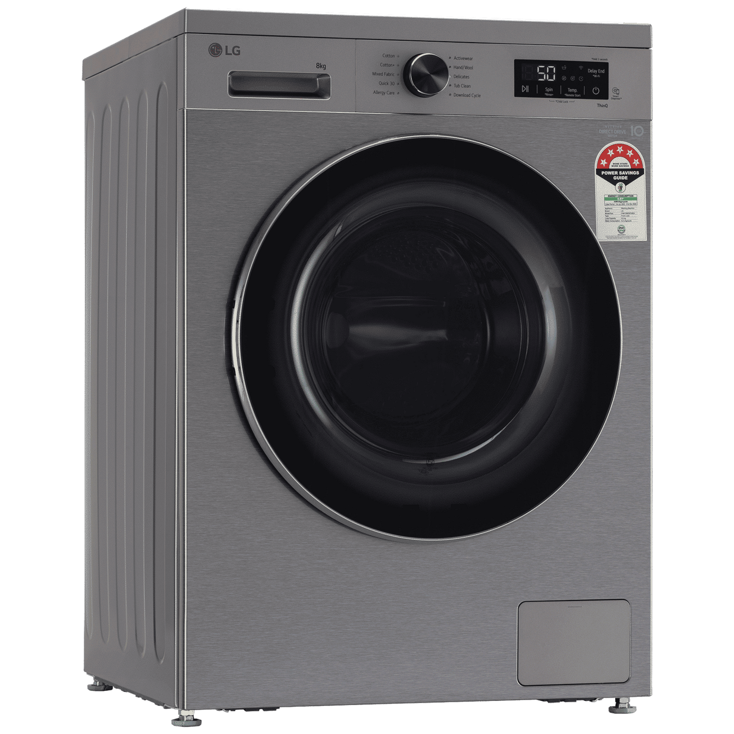 LG 8 kg 5 Star Wi-Fi Inverter Fully Automatic Front Load Washing Machine (FHB1208Z4P, Smart Diagnosis, Platinum Silver)