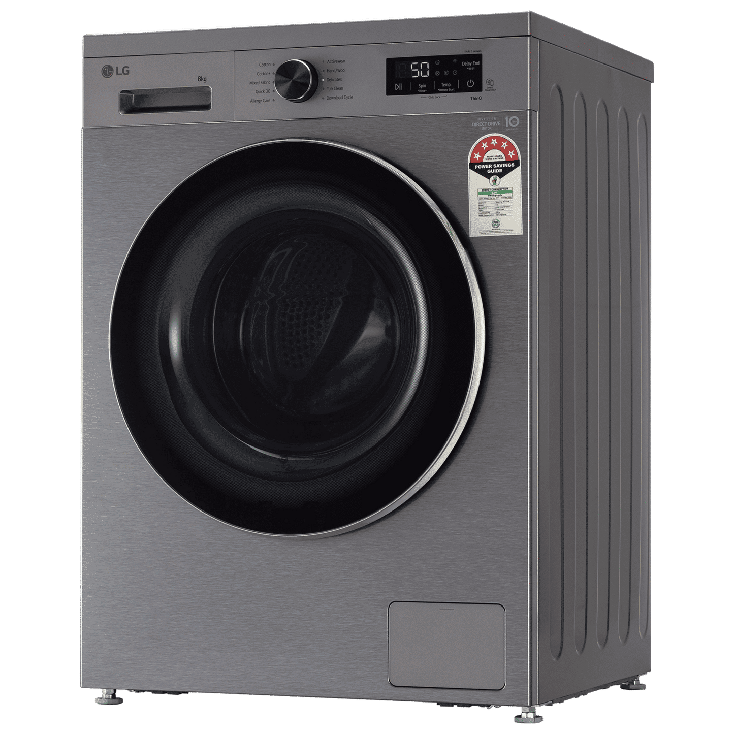 LG 8 kg 5 Star Wi-Fi Inverter Fully Automatic Front Load Washing Machine (FHB1208Z4P, Smart Diagnosis, Platinum Silver)