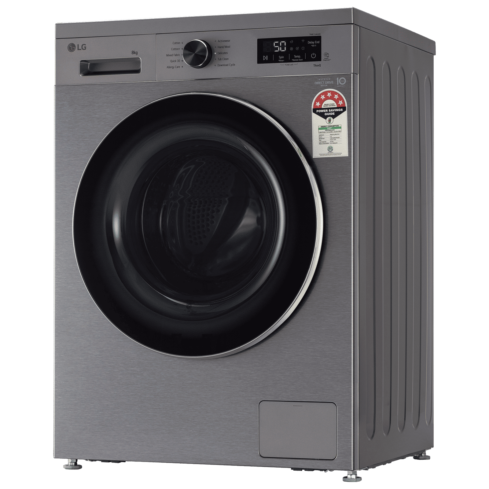 LG 8 kg 5 Star Wi-Fi Inverter Fully Automatic Front Load Washing Machine (FHB1208Z4P, Smart Diagnosis, Platinum Silver)