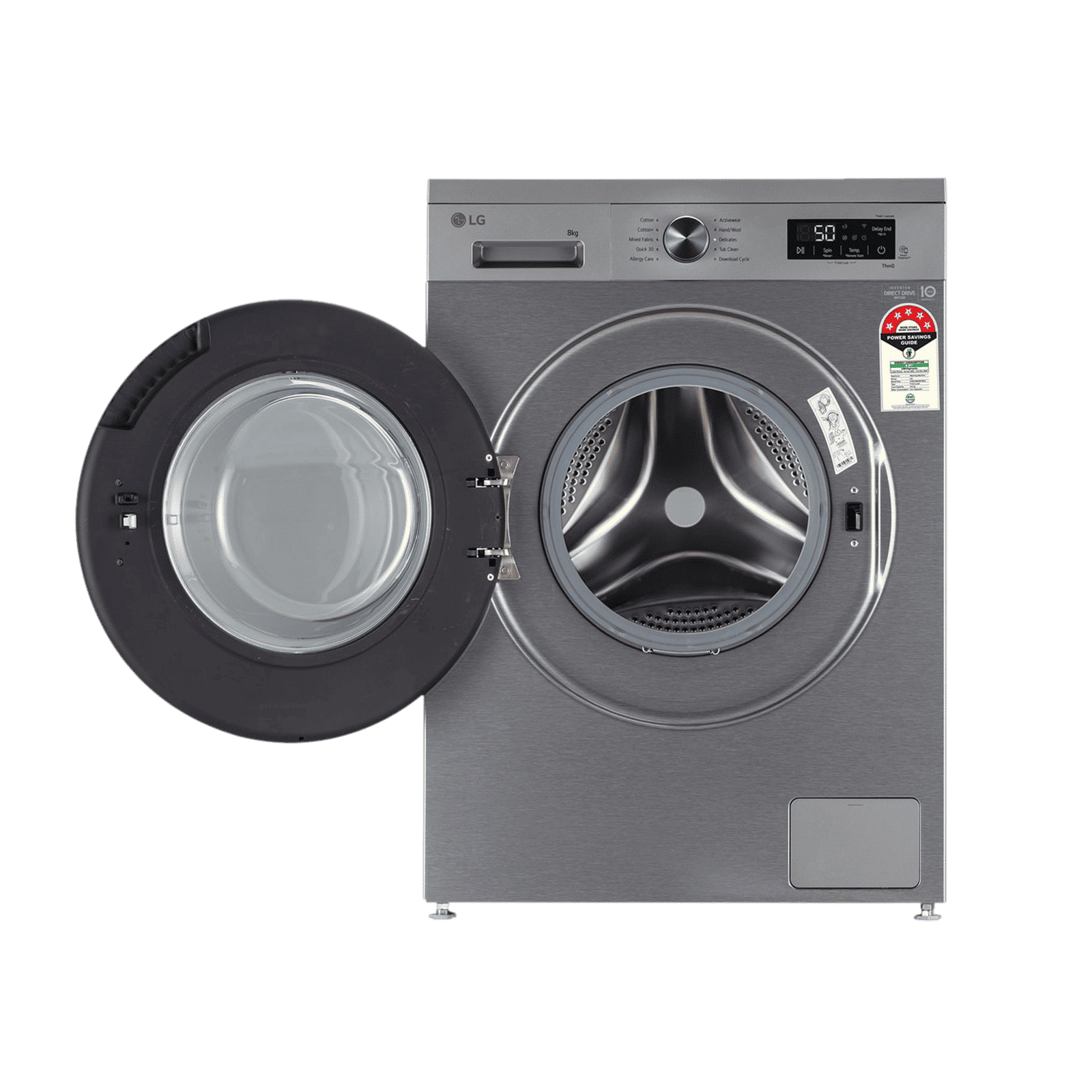 LG 8 kg 5 Star Wi-Fi Inverter Fully Automatic Front Load Washing Machine (FHB1208Z4P, Smart Diagnosis, Platinum Silver)