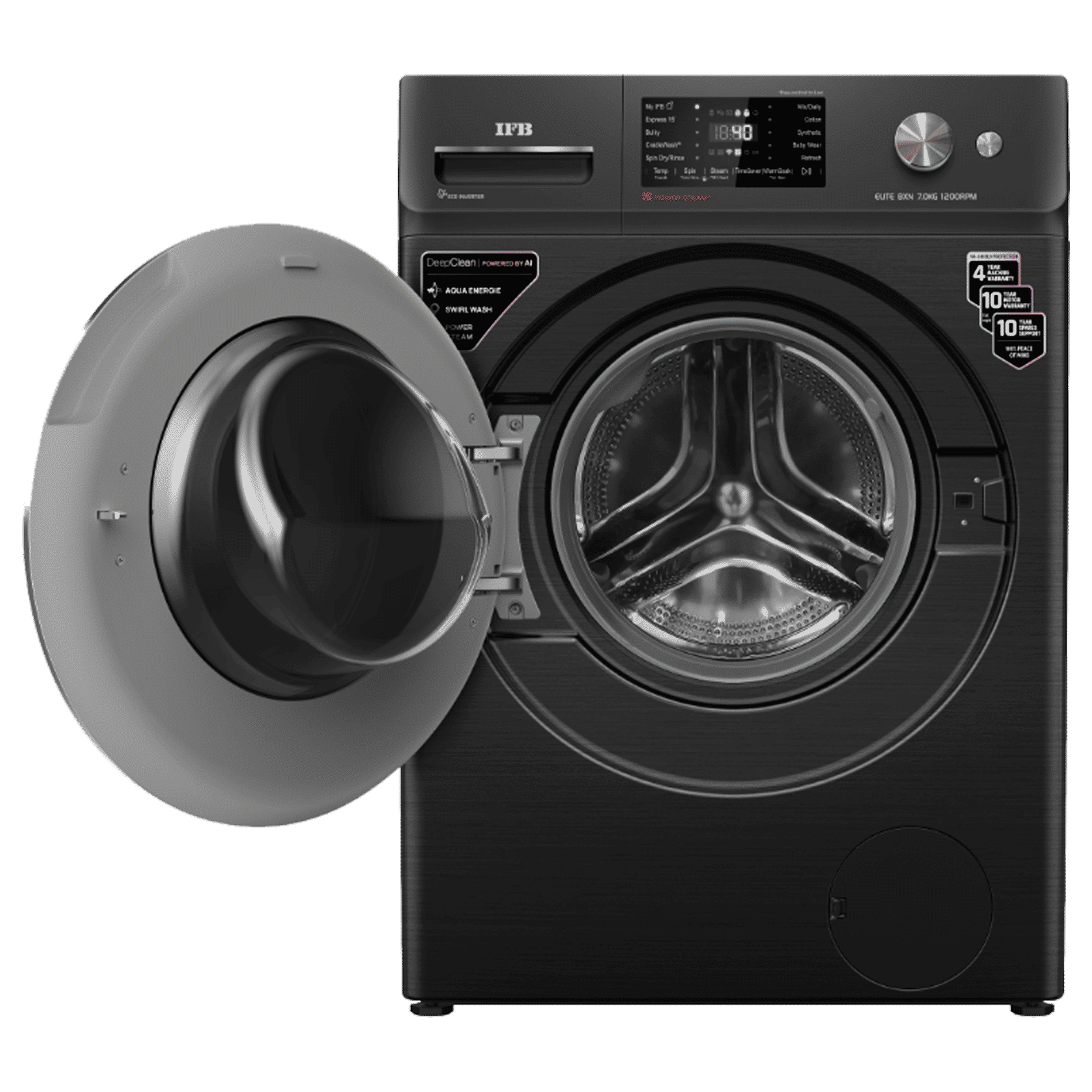 IFB 7 kg 5 Star Wi-Fi Fully Automatic Front Load Washing Machine (Elite BXN 7012HK, Eco Inverter Motor, Black Hairline)