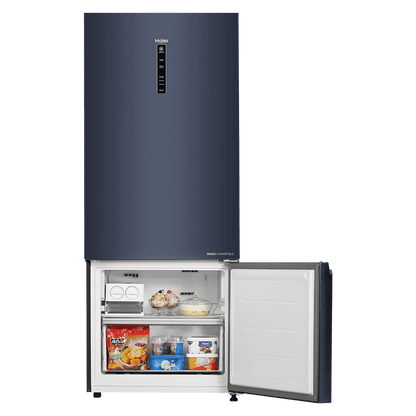 Haier 445 Litres 2 Star Frost Free Double Door Bottom Mount Convertible Refrigerator with 1 Hour Icing Technology (HRB-4952BGK-P, Graphite Black)