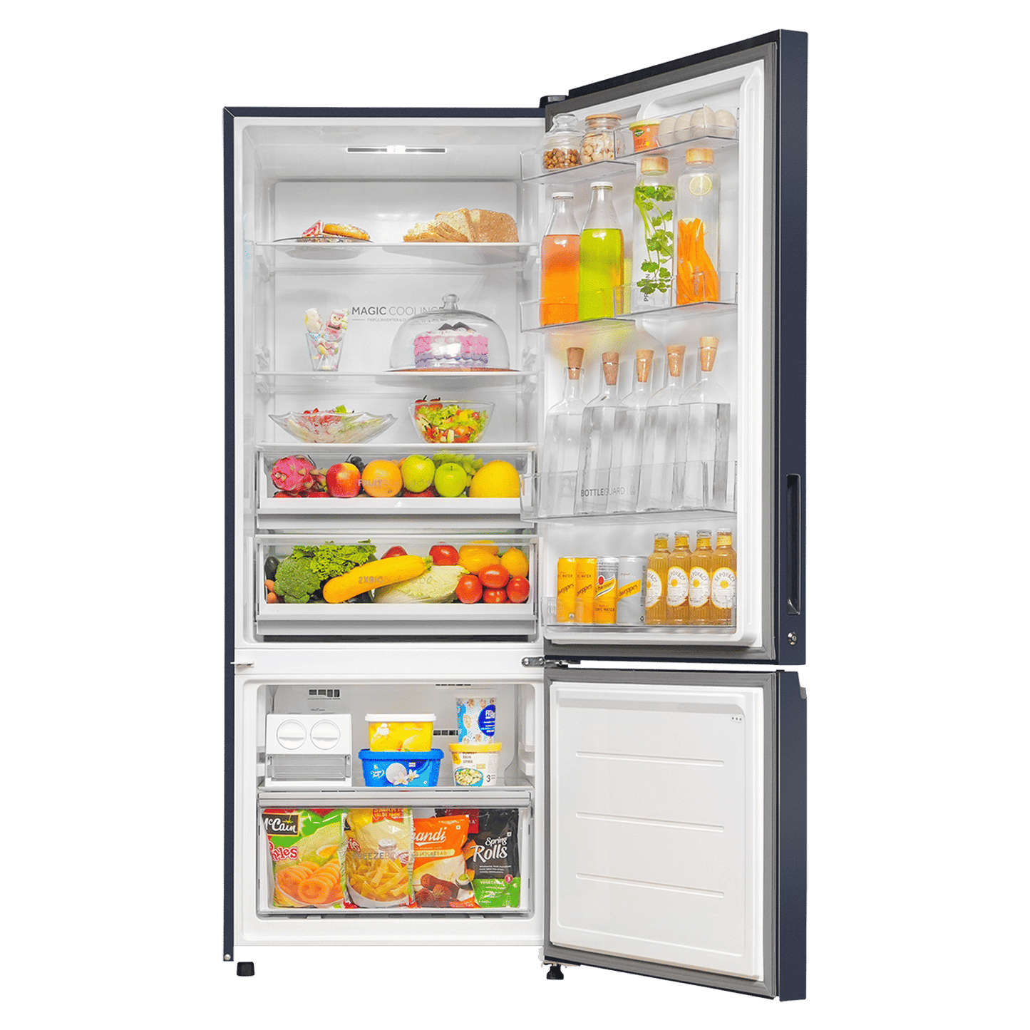 Haier 445 Litres 2 Star Frost Free Double Door Bottom Mount Convertible Refrigerator with 1 Hour Icing Technology (HRB-4952BGK-P, Graphite Black)