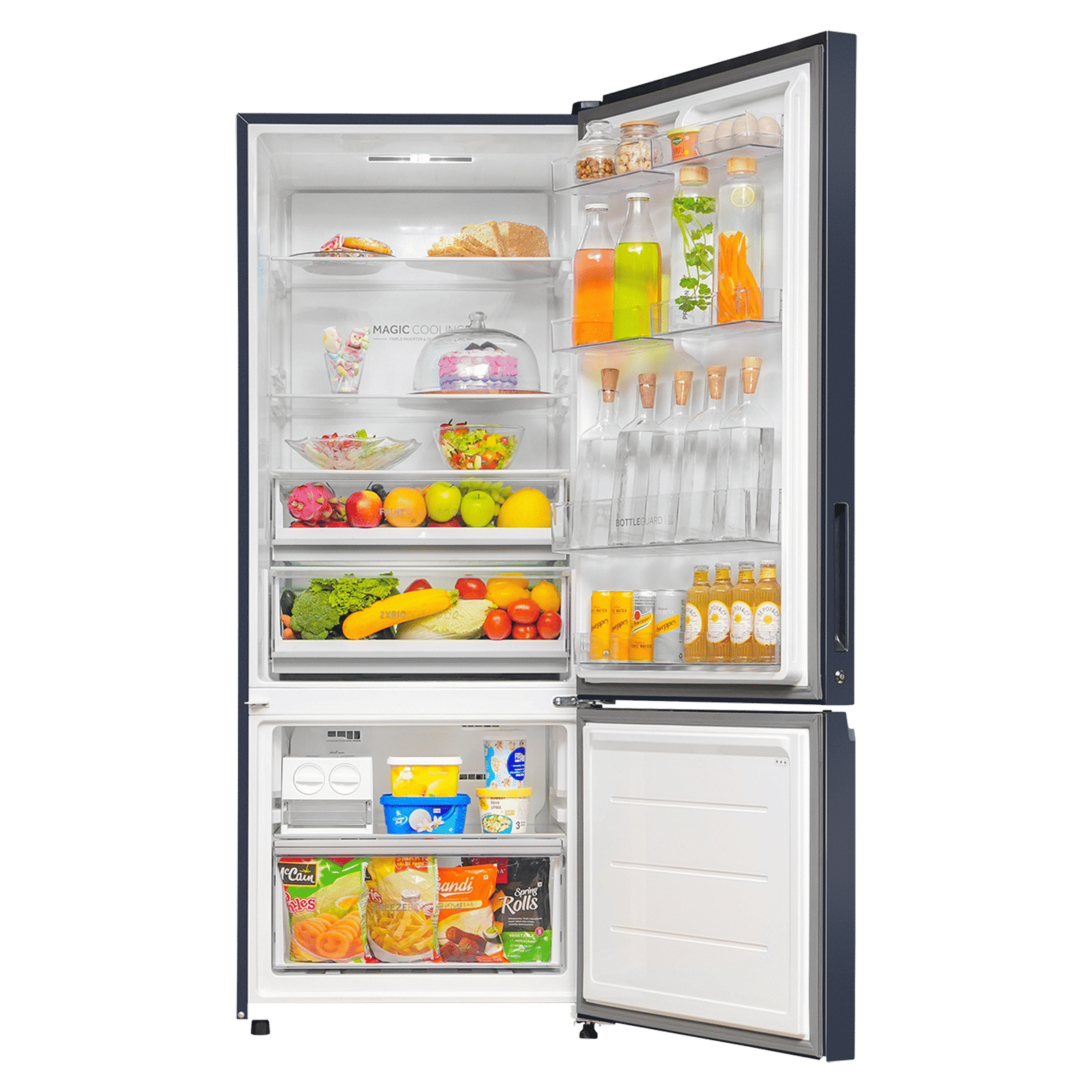 Haier 445 Litres 2 Star Frost Free Double Door Bottom Mount Convertible Refrigerator with 1 Hour Icing Technology (HRB-4952BGK-P, Graphite Black)