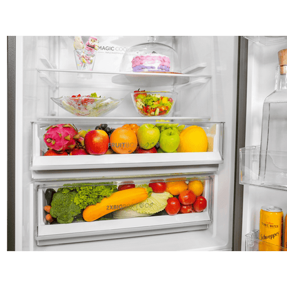 Haier 445 Litres 2 Star Frost Free Double Door Bottom Mount Convertible Refrigerator with 1 Hour Icing Technology (HRB-4952BGK-P, Graphite Black)