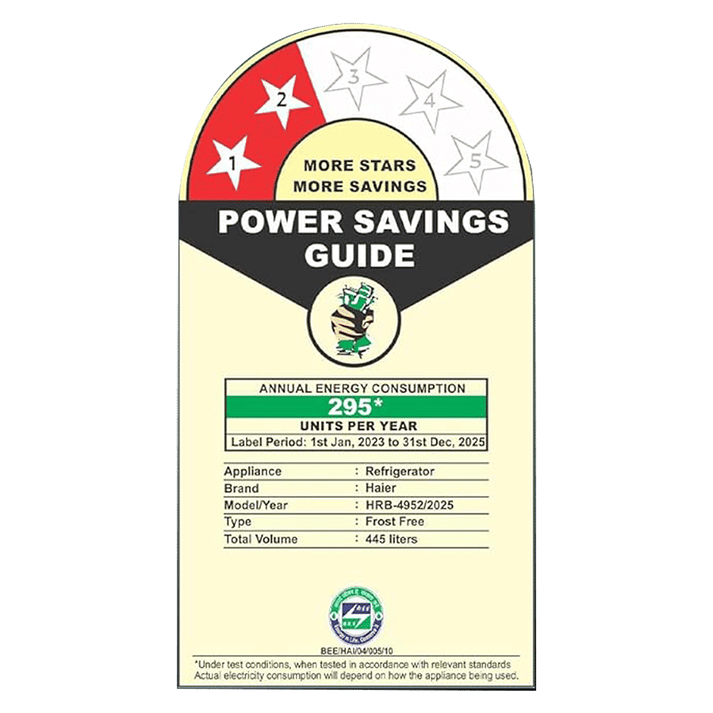 Haier 445 Litres 2 Star Frost Free Double Door Bottom Mount Convertible Refrigerator with 1 Hour Icing Technology (HRB-4952BGK-P, Graphite Black)