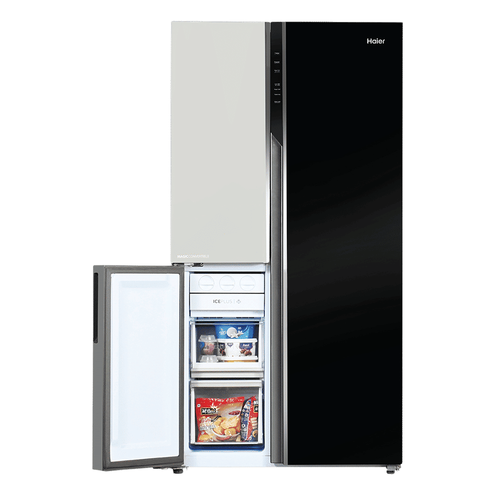 Haier 598 Litres 3 Star Frost Free Side by Side Refrigerator with Deo Fresh Technology (HRT-683KWG-P, Black & White)