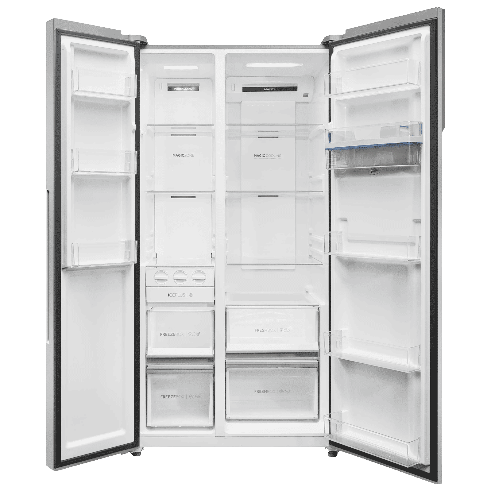 Haier 596 Litres 3 Star Frost Free Side by Side Door Smart Wifi Enabled Refrigerator with Deo Fresh Technology (HRS-682SWDU1, Shiny Steel)