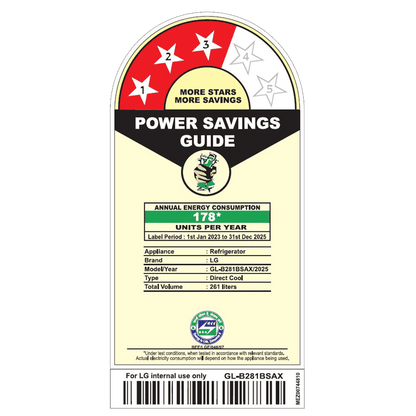 LG 281 Series 261 Litres 3 Star Direct Cool Single Door Refrigerator with Auto Smart Connect (GL-B281BSAX, Scarlet Aurora)