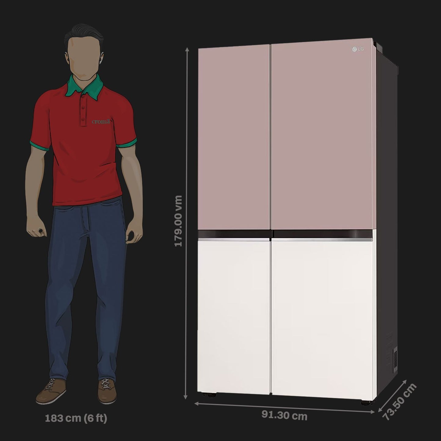 LG 650 Litres 3 Star Frost Free Side by Side Smart Wifi Enabled Refrigerator with Multi Air Flow (GL-B257EPT3, Clay Pink Tango)