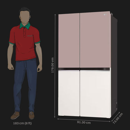 LG 650 Litres 3 Star Frost Free Side by Side Smart Wifi Enabled Refrigerator with Multi Air Flow (GL-B257EPT3, Clay Pink Tango)