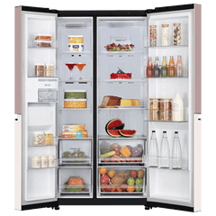 LG 650 Litres 3 Star Frost Free Side by Side Smart Wifi Enabled Refrigerator with Multi Air Flow (GL-B257EPT3, Clay Pink Tango)