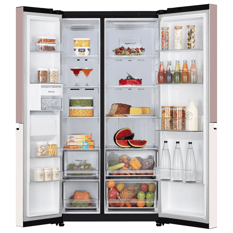 LG 650 Litres 3 Star Frost Free Side by Side Smart Wifi Enabled Refrigerator with Multi Air Flow (GL-B257EPT3, Clay Pink Tango)