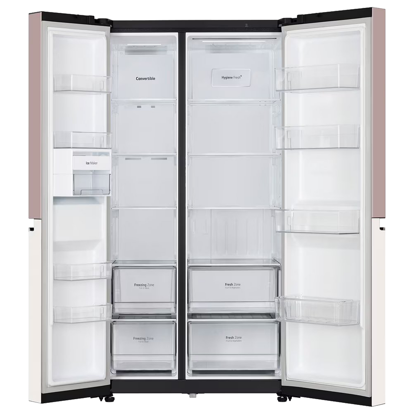 LG 650 Litres 3 Star Frost Free Side by Side Smart Wifi Enabled Refrigerator with Multi Air Flow (GL-B257EPT3, Clay Pink Tango)