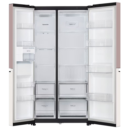 LG 650 Litres 3 Star Frost Free Side by Side Smart Wifi Enabled Refrigerator with Multi Air Flow (GL-B257EPT3, Clay Pink Tango)