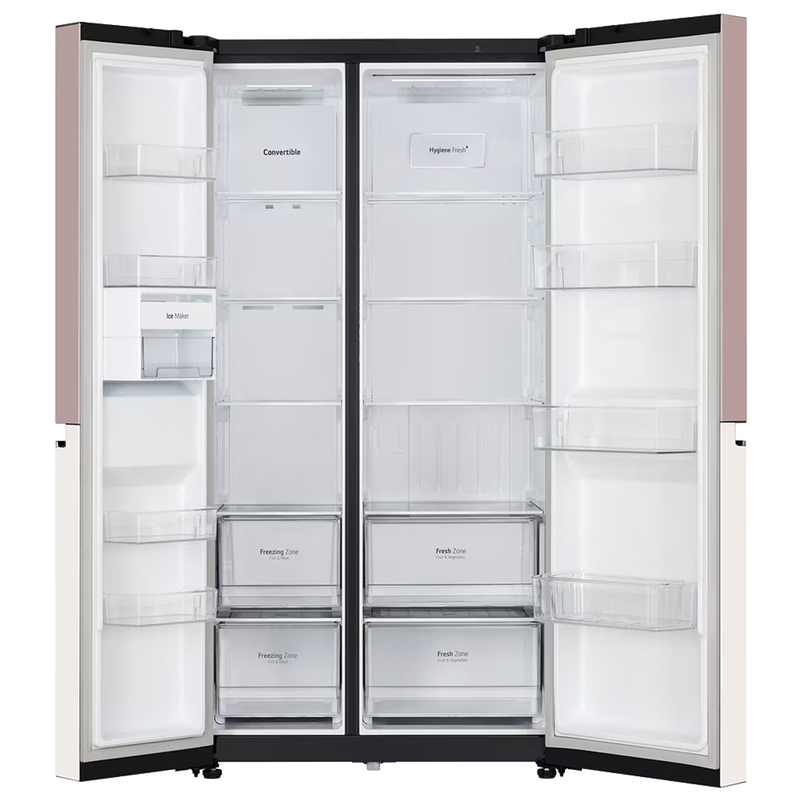 LG 650 Litres 3 Star Frost Free Side by Side Smart Wifi Enabled Refrigerator with Multi Air Flow (GL-B257EPT3, Clay Pink Tango)
