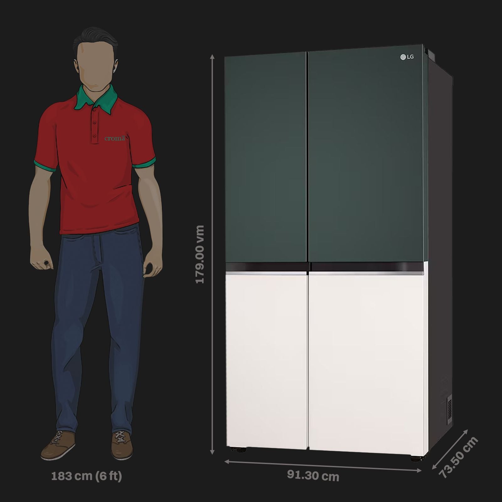 LG 650 Litres 3 Star Frost Free Side by Side Smart Wifi Enabled Refrigerator with Multi Air Flow (GL-B257EET3, Emerald Green Tango)