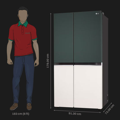 LG 650 Litres 3 Star Frost Free Side by Side Smart Wifi Enabled Refrigerator with Multi Air Flow (GL-B257EET3, Emerald Green Tango)