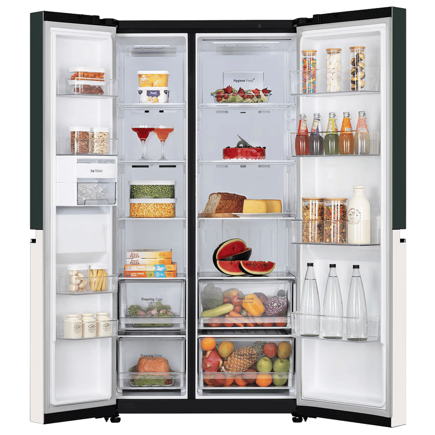 LG 650 Litres 3 Star Frost Free Side by Side Smart Wifi Enabled Refrigerator with Multi Air Flow (GL-B257EET3, Emerald Green Tango)