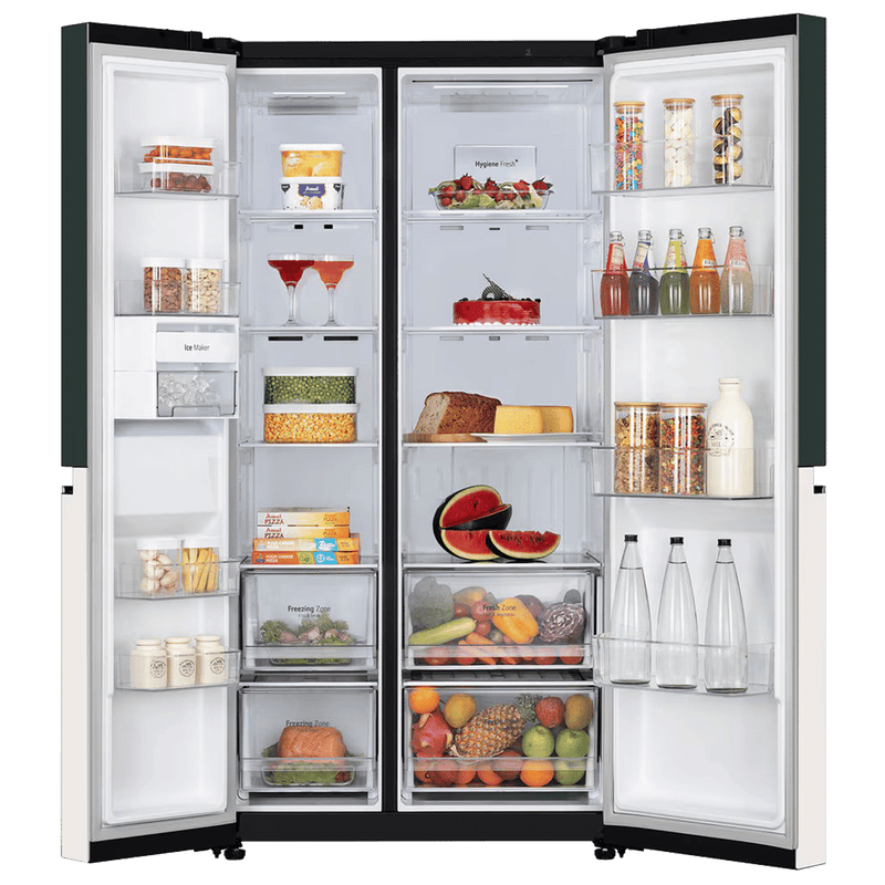LG 650 Litres 3 Star Frost Free Side by Side Smart Wifi Enabled Refrigerator with Multi Air Flow (GL-B257EET3, Emerald Green Tango)