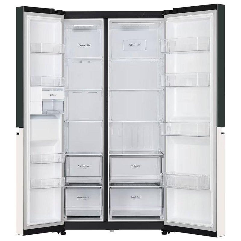 LG 650 Litres 3 Star Frost Free Side by Side Smart Wifi Enabled Refrigerator with Multi Air Flow (GL-B257EET3, Emerald Green Tango)