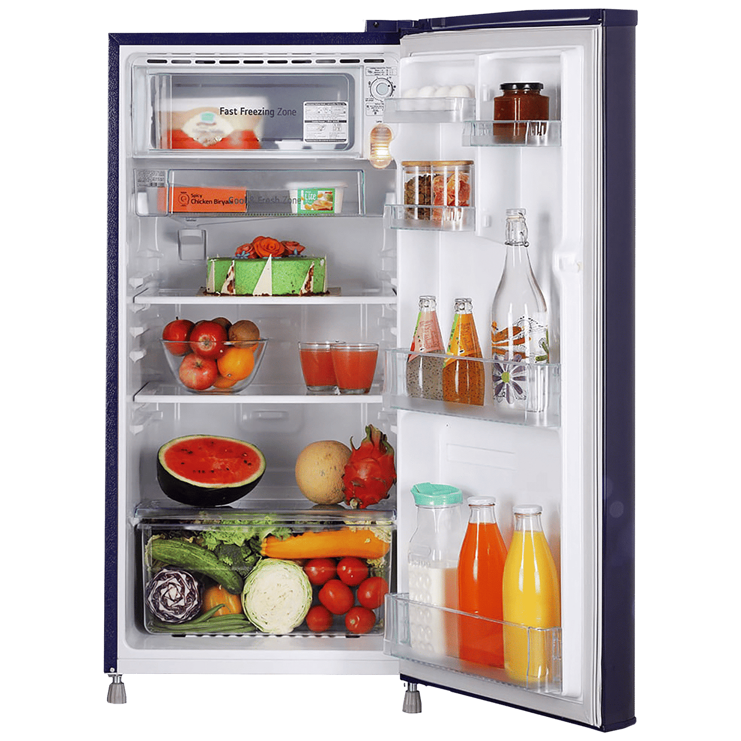 LG 190 Litres 2 Star Direct Cool Single Door Refrigerator with Antibacterial Gasket (GL-B199OBEC, Blue Euphoria)