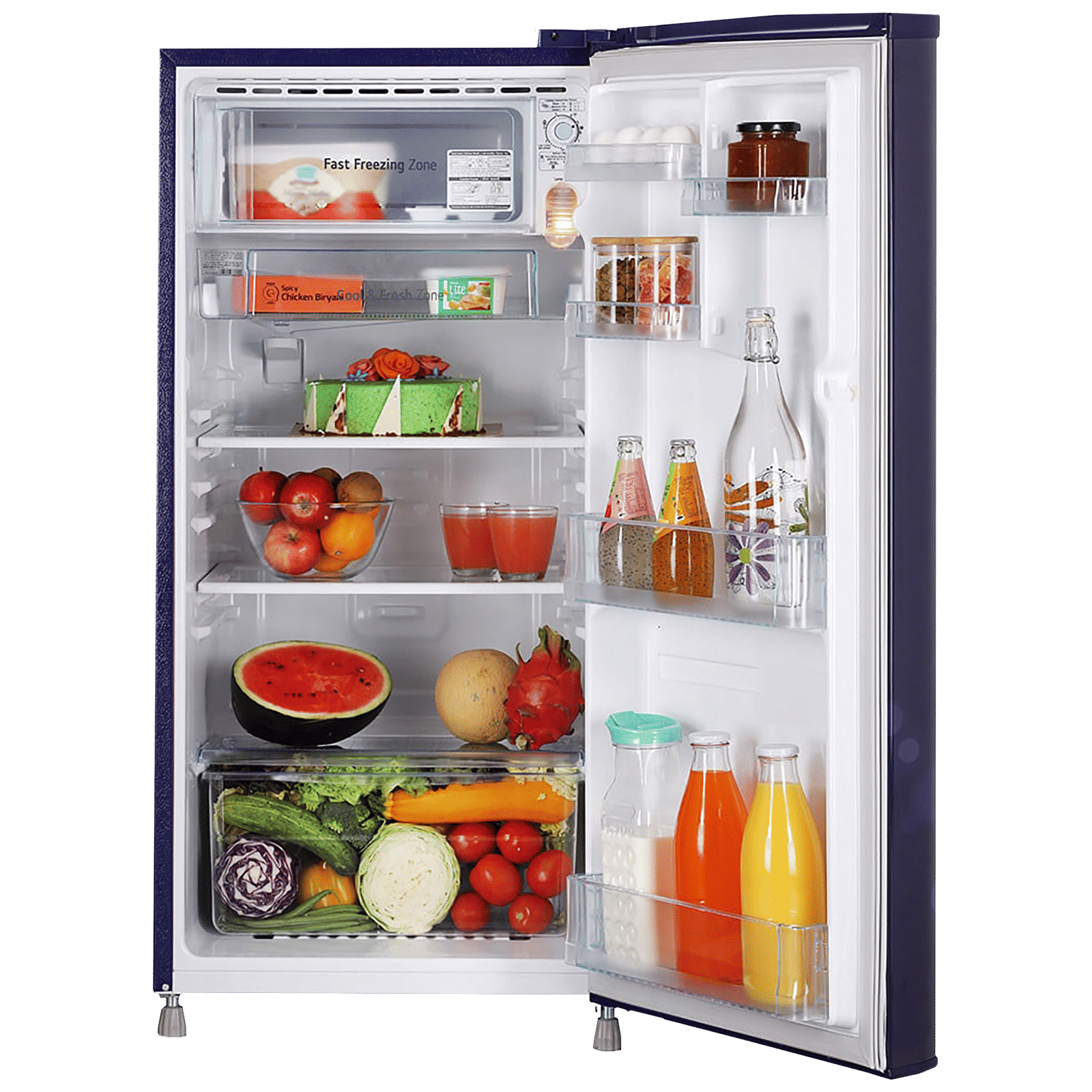 LG 190 Litres 2 Star Direct Cool Single Door Refrigerator with Antibacterial Gasket (GL-B199OBEC, Blue Euphoria)