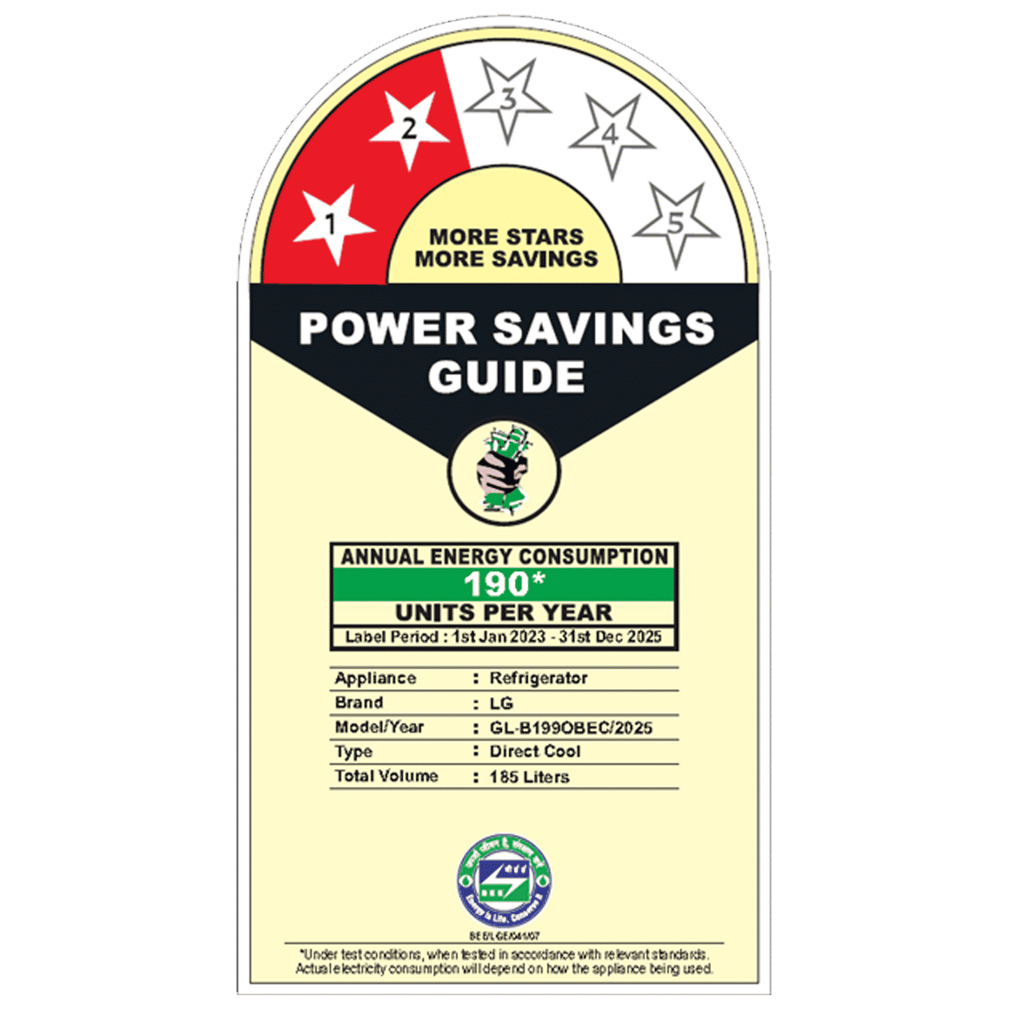 LG 190 Litres 2 Star Direct Cool Single Door Refrigerator with Antibacterial Gasket (GL-B199OBEC, Blue Euphoria)