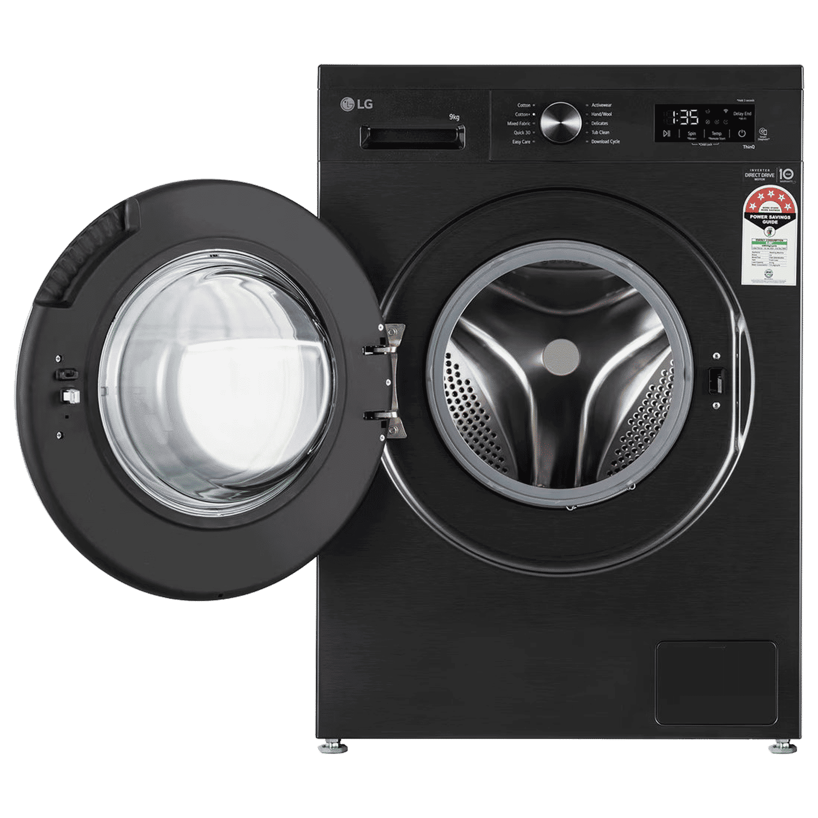LG 9 kg 5 Star Wi-Fi Inverter Fully Automatic Front Load Washing Machine (FHB1209Z4B, Auto Restart, Platinum Black)
