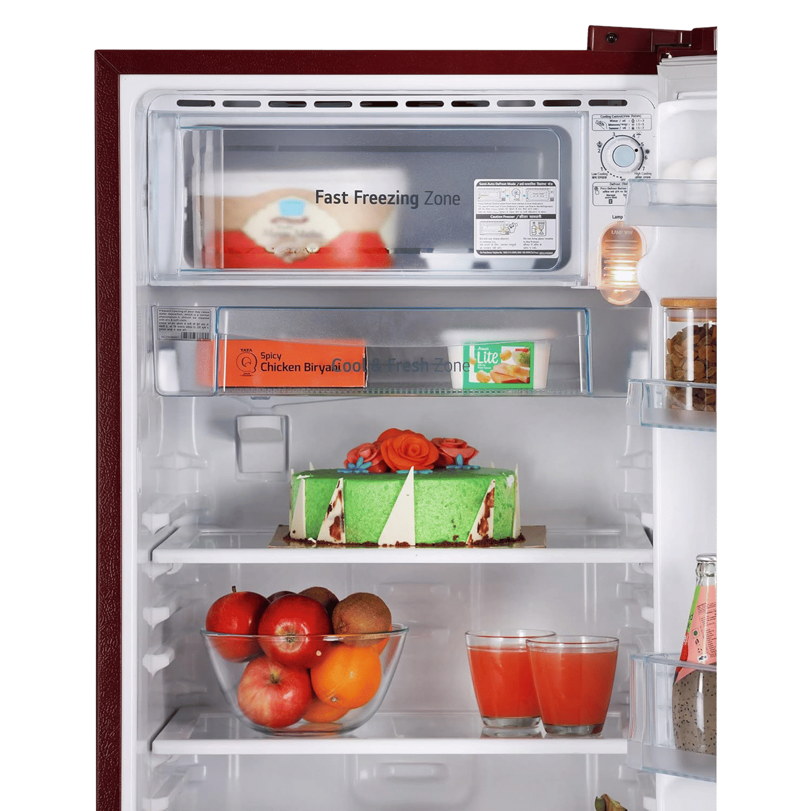 LG 190 Litres 2 Star Direct Cool Single Door Refrigerator with Stabilizer Free Operation (GL-B199OSEC, Scarlet Euphoria)