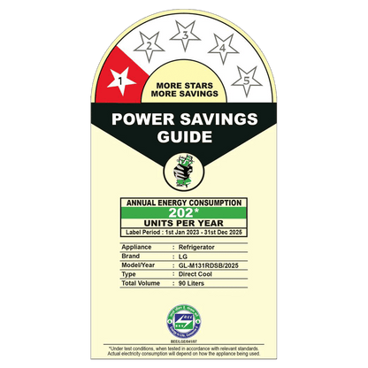 LG 90 Litres 1 Star Direct Cool Single Door Refrigerator with Antibacterial Gasket (GL-M131RDSB, Dazzle Steel)