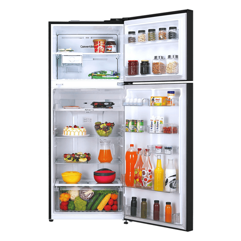 LG 446 Litres 1 Star Frost Free Double Door Convertible Refrigerator with Multi Air Flow (GL-T502CESR, Ebony Sheen)
