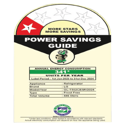 LG 446 Litres 1 Star Frost Free Double Door Convertible Refrigerator with Multi Air Flow (GL-T502CESR, Ebony Sheen)