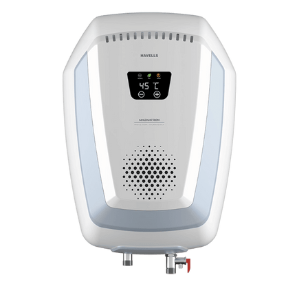 HAVELLS Magnatron 15 Litre 4 Star Vertical Storage Geyser with Revolutionary Induction Heat Transfer Technology (White & Blue)